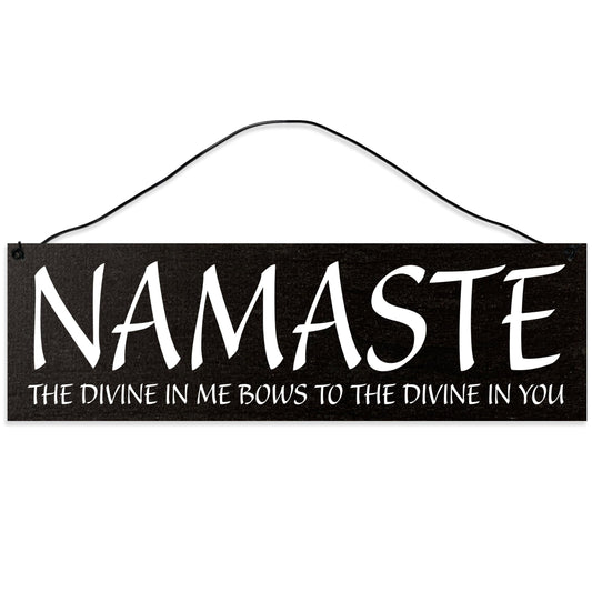 Namaste | Handmade | Wood Sign | Wire Hanger/Stand | UV Printed | Solid Maple