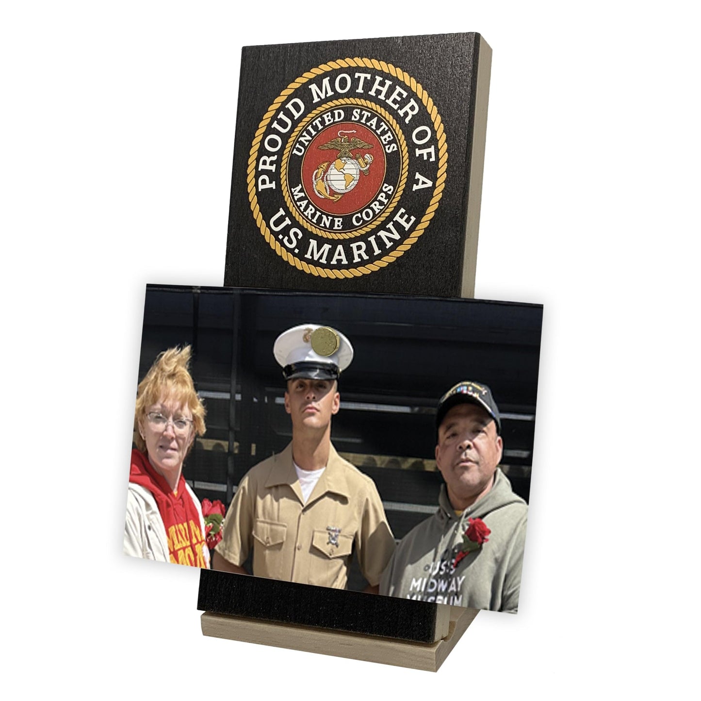U.S. Marine Corps Grandpa Photo Display | USMC Officially Licensed | UV Printed | 4x8 Inches | Keyhole for Hanging | Includes Tack and Stand