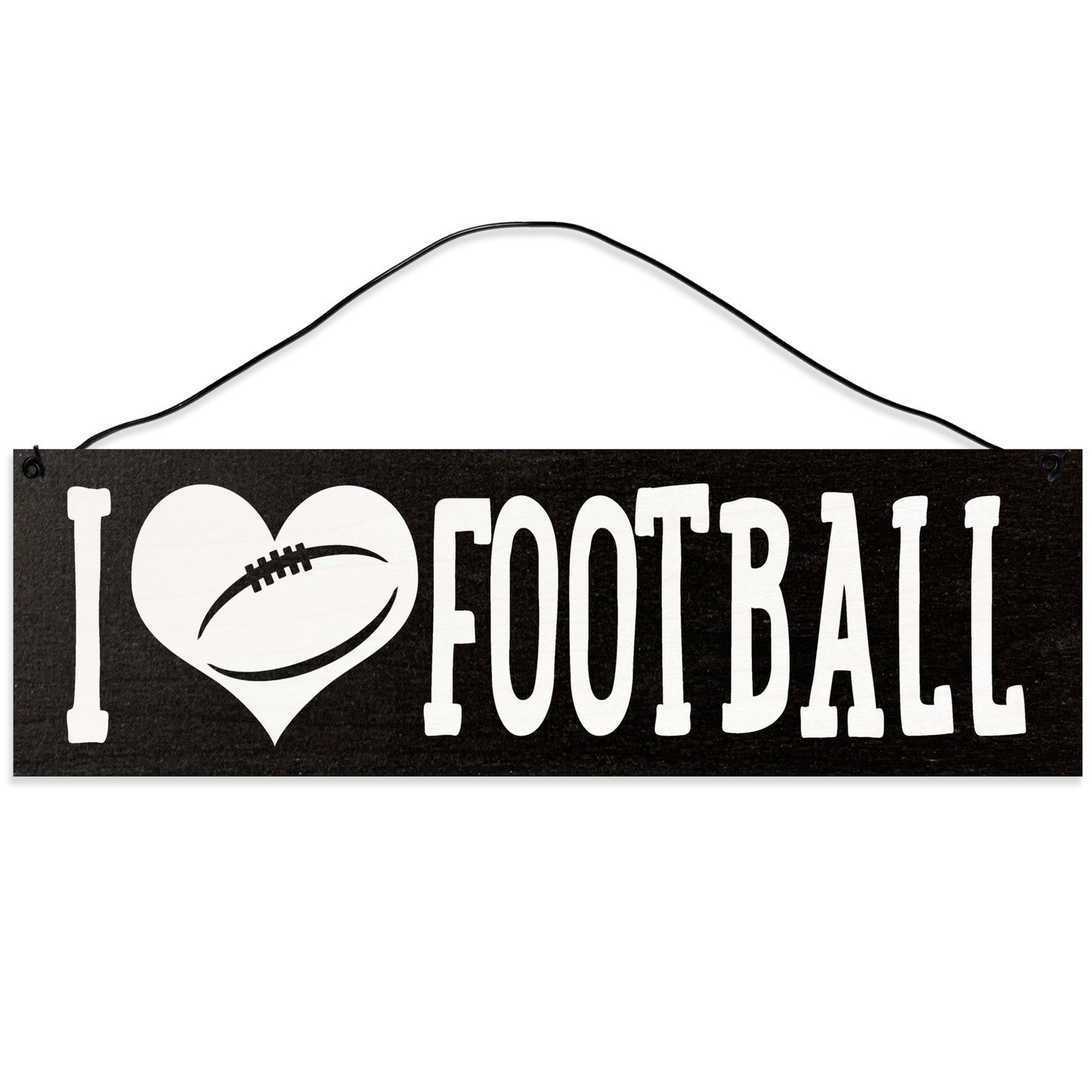 I Love Football | Handmade | Wood Sign | Wire Hanger/Stand | UV Printed | Solid Maple