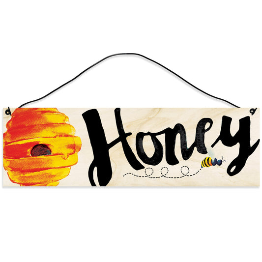 Honey Bee | Handmade | Wood Sign | Wire Hanger/Stand | UV Printed | Solid Maple