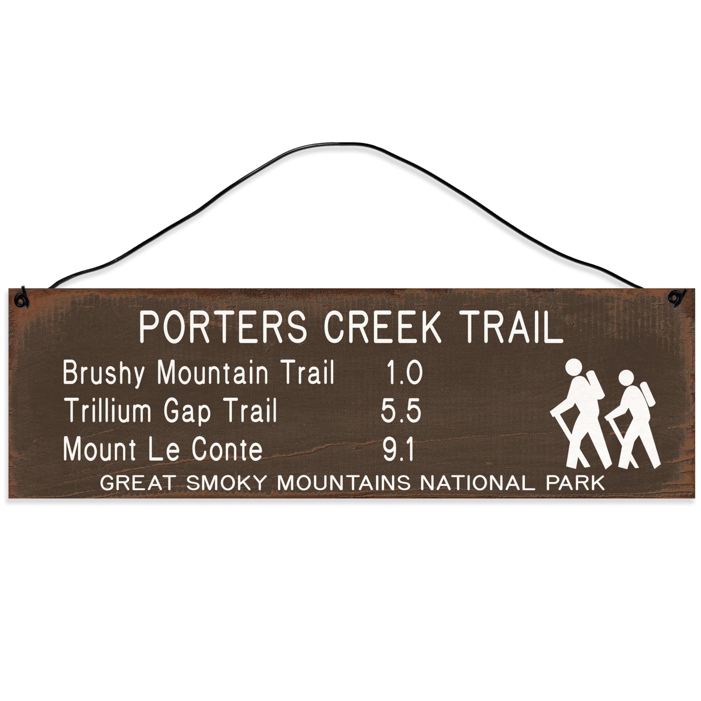 Great Smoky Mountains | Porters Creek | Trail Marker | Hiking Décor | Handmade | Wood Sign | Wire Hanger/Stand | UV Printed | Solid Maple