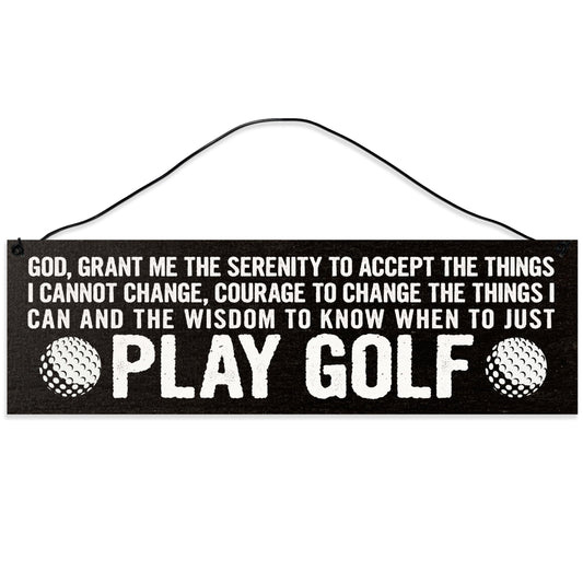 Golf. Serenity Prayer | Golf Sign | Handmade | Wood Sign | Wire Hanger/Stand | UV Printed | Solid Maple