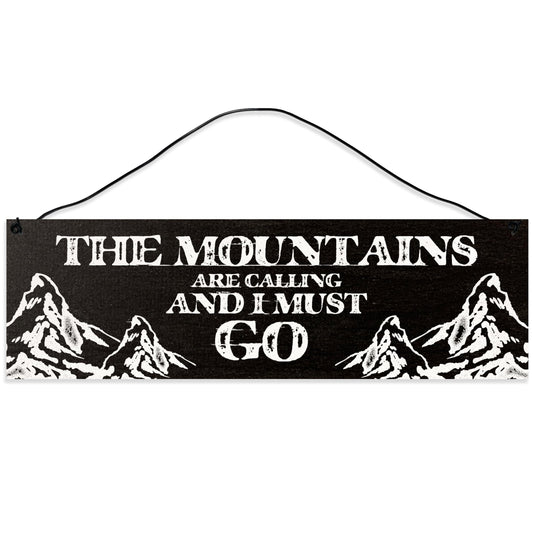 Mountains are Calling | Hiking Décor | Handmade | Wood Sign | Wire Hanger/Stand | UV Printed | Solid Maple