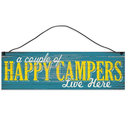 Couple of Happy Campers | Lodge Decor | Anniversary Gift | Handmade | Wood Sign | Wire Hanger/Stand | Camping Decor | Cabin Decor | Solid Maple