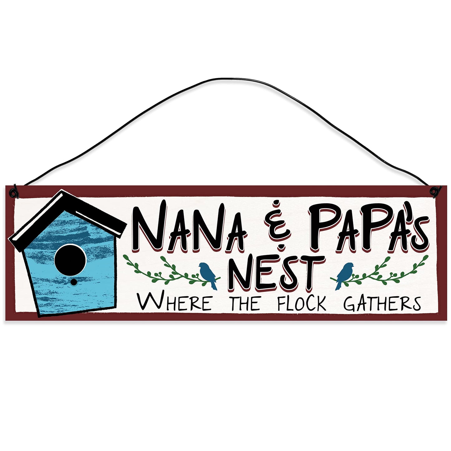 Nana and Papas Nest. Flock Gathers | Grandparents Gift | Handmade | Wood Sign | Wire Hanger/Stand | UV Printed | Solid Maple