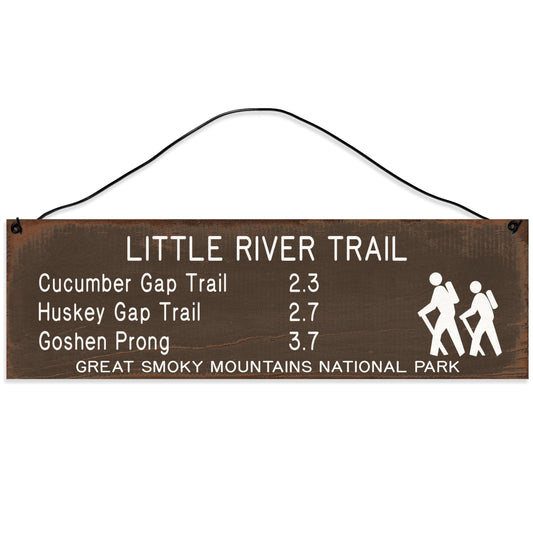 Great Smoky Mountains | Little River | Trail Marker | Hiking Décor |Handmade | Wood Sign | Wire Hanger/Stand | UV Printed | Solid Maple