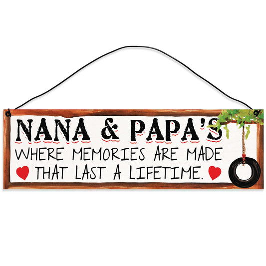 Nana and Papas. Memories that Last a Lifetime. | Grandparents Gift || Handmade | Wood Sign | Wire Hanger/Stand | UV Printed | Solid Maple