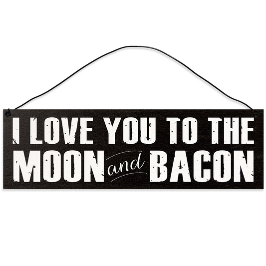 Moon and Bacon | Handmade | Wood Sign | Wire Hanger/Stand | UV Printed | Solid Maple