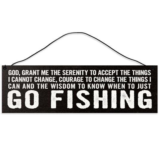 Fishing Serenity Prayer | Fisherman Gift | Handmade | Wood Sign | Wire Hanger/Stand | UV Printed | Solid Maple