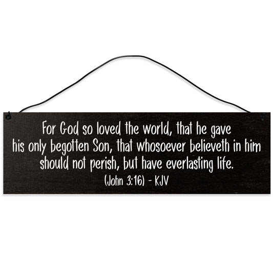 For God so Loved the World |John 3:16 | Religious Décor | Handmade | Wood Sign | Wire Hanger/Stand | UV Printed | Solid Maple